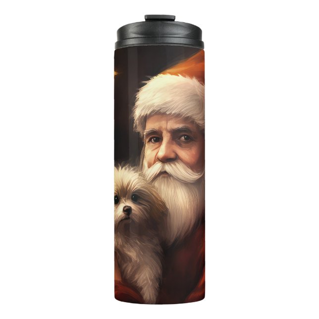 Maltese With Santa Claus Festive Christmas  Thermal Tumbler (Front)