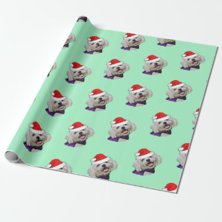 Maltese with Santa Hat   Wrapping Paper