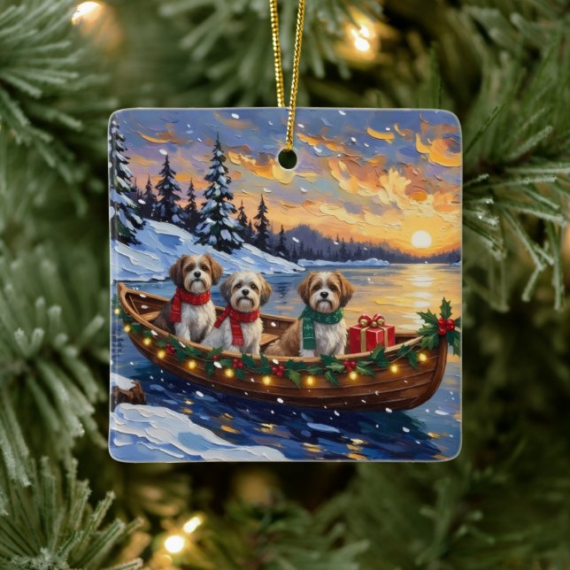 Malti Tzu Christmas Boat Holiday Ceramic Ornament (Tree)
