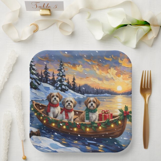 Malti Tzu Christmas Boat Holiday Paper Plate (Wedding)