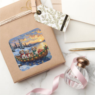 Malti Tzu Christmas Boat Holiday Square Sticker