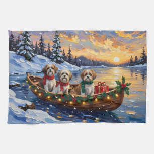 Malti Tzu Christmas Boat Holiday Tea Towel