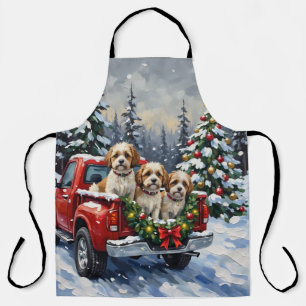 Malti-Tzu Christmas Red Truck Holiday Apron