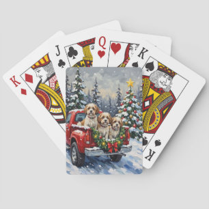Malti-Tzu Christmas Red Truck Holiday Playing Cards