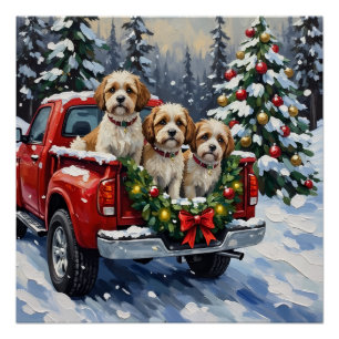 Malti-Tzu Christmas Red Truck Holiday Poster