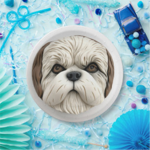 Malti Tzu Dog 3D Inspired Paper Plate