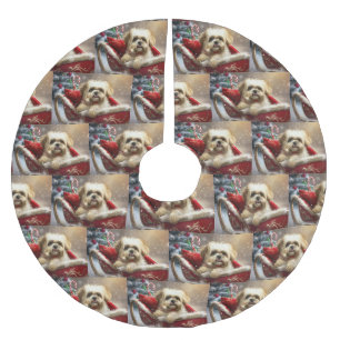Malti Tzu Dog Christmas Festive Brushed Polyester Tree Skirt