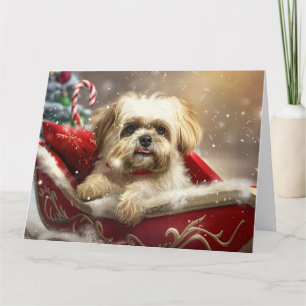Malti Tzu Dog Christmas Festive Card