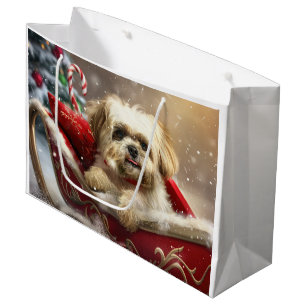 Malti Tzu Dog Christmas Festive Large Gift Bag