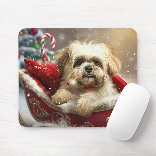 Malti Tzu Dog Christmas Festive Mouse Pad (With Mouse)