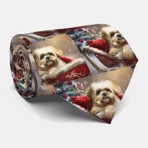 Malti Tzu Dog Christmas Festive Tie