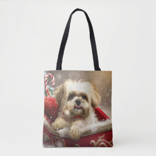Malti Tzu Dog Christmas Festive Tote Bag