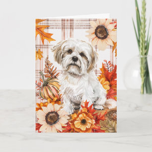 Malti Tzu Dog Fall Thanksgiving Card