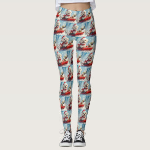Malti Tzu  Dog in Sledge Let it Snow Christmas Leggings
