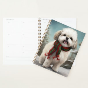 Malti Tzu Dog in Snow Christmas Planner