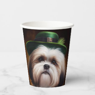 Malti Tzu Dog in St. Patrick's Day Dress Paper Cups