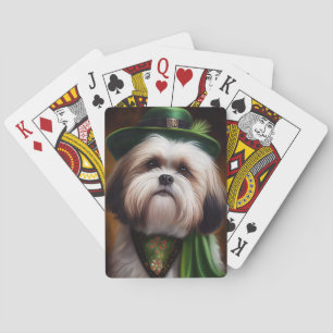 Malti Tzu Dog in St. Patrick's Day Dress Playing Cards