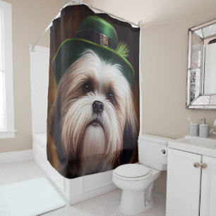 Malti Tzu Dog in St. Patrick's Day Dress Shower Curtain