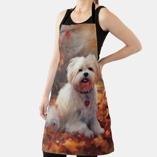 Malti Tzu in Autumn Leaves Fall Inspire Apron (Insitu)
