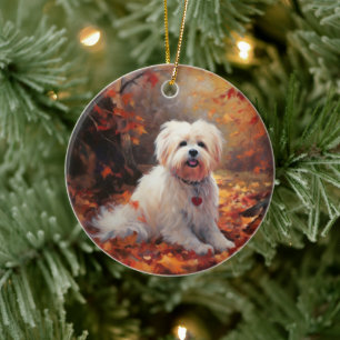 Malti Tzu in Autumn Leaves Fall Inspire Ceramic Tree Decoration