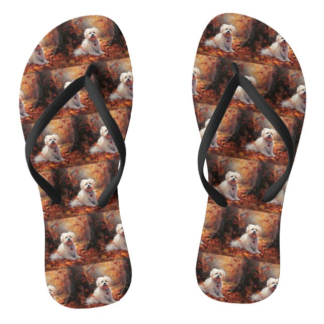 Malti Tzu in Autumn Leaves Fall Inspire Jandals (Footbed)