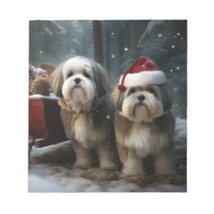 Malti tzu Snowy Sleigh Christmas Decor  Notepad