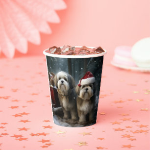 Malti tzu Snowy Sleigh Christmas Decor Paper Cups