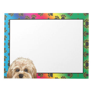 Maltipoo colourful dog paw pattern notepad