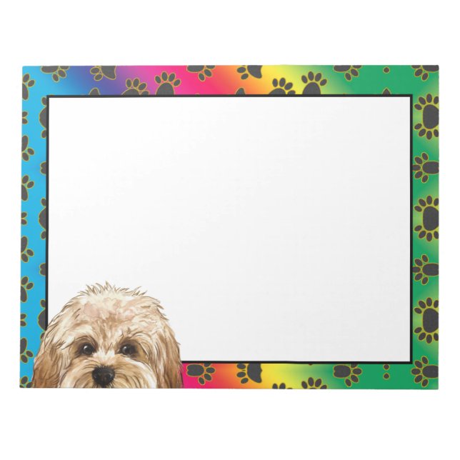Maltipoo colourful dog paw pattern  notepad (Front)