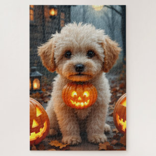 Maltipoo Cosy Halloween Portrait Art Jigsaw Puzzle