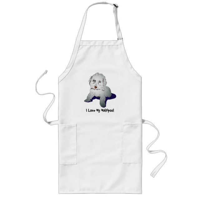 Maltipoo Cute Puppy Graphic Long Apron (Front)