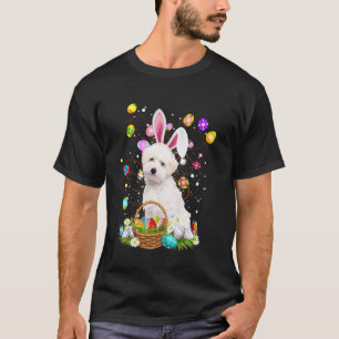 Maltipoo Dog Easter Egg Hunting Basket Easter Day  T-Shirt