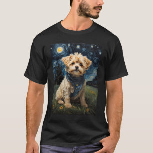 Maltipoo dog in the Starry Night , Edvard Munch T-Shirt
