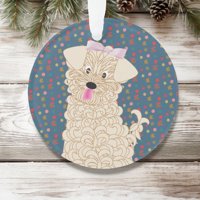 Maltipoo Dog Merry Christmas Custom Ornament (Creator Uploaded)
