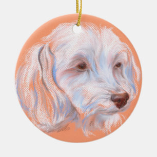 Maltipoo Dog Pastel Art Ceramic Tree Decoration