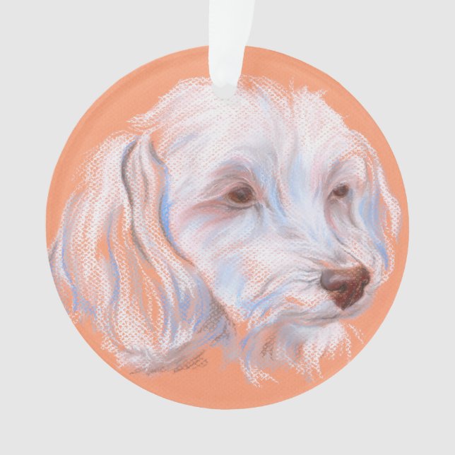 Maltipoo Dog Pastel Art Ornament (Front)