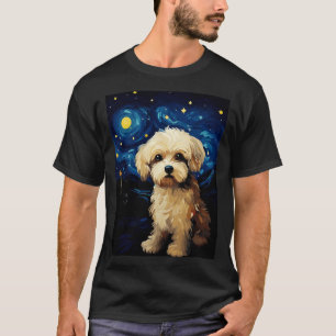 Maltipoo Dog Starry Night Van Gogh Art Lover T-Shirt