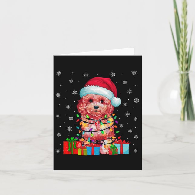 Maltipoo Dog Ugly Xmas Lights Santa Maltipoo Dog C Card (Front)