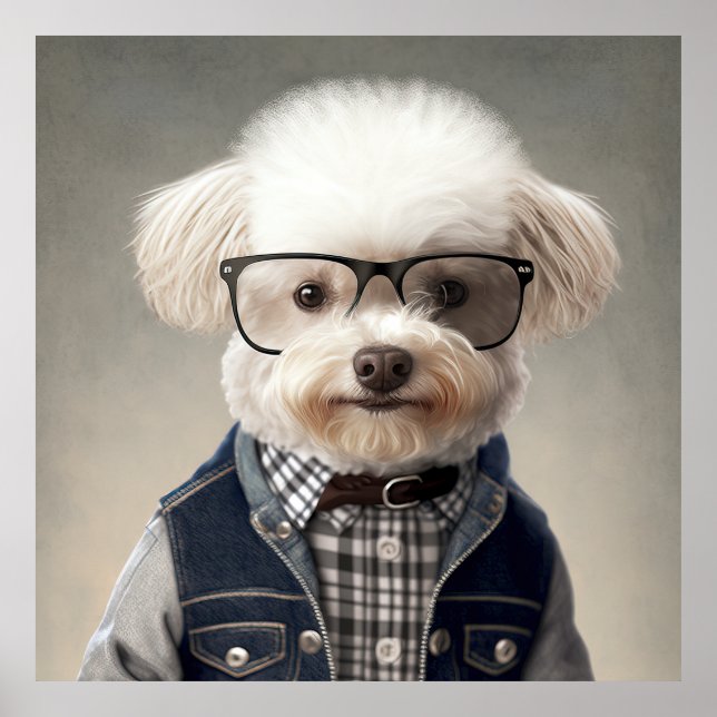 Maltipoo Hipster Dog Poster (Front)