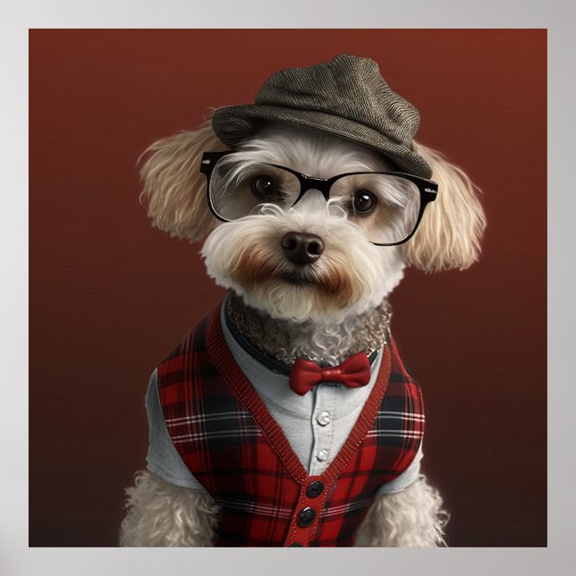 Maltipoo Hipster Dog Poster (Front)