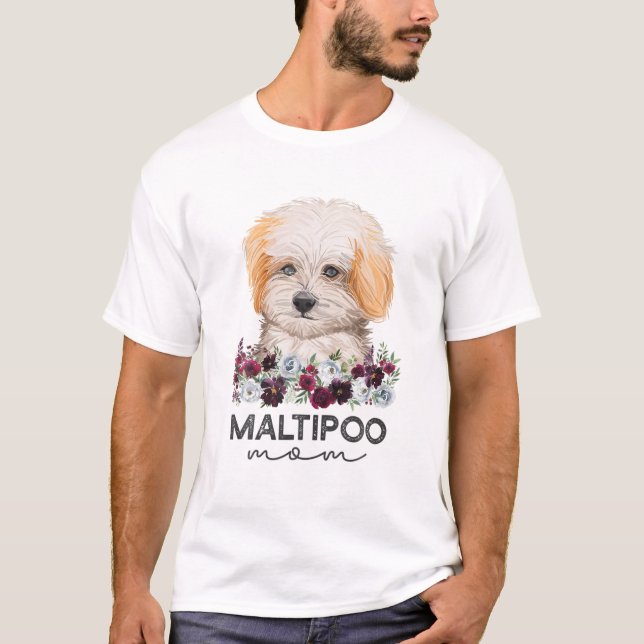Maltipoo Mum Dog Mama Floral T-Shirt (Front)
