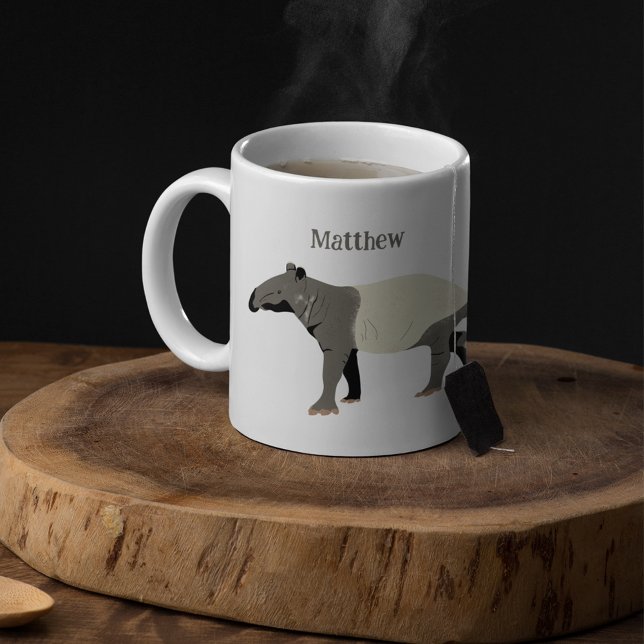 Malyan Tapir Illustration Personalised Wild Animal Coffee Mug (Creator Uploaded)