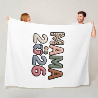 Mama 2026 New Mom Baby Reveal Knitted Puff Texture Fleece Blanket