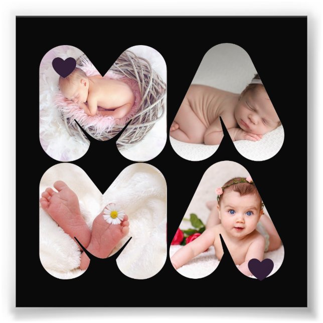 MAMA 4 x Photo Collage Gift For Mothers, Mum, Print (Front)