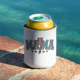 Mama 4th Of July Patriotic Mum Lightning Bolt Can Cooler