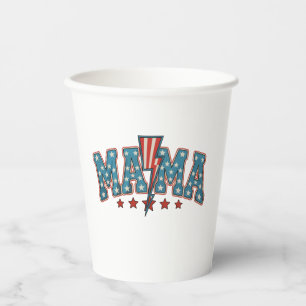Mama 4th Of July Patriotic Mum Lightning Bolt Paper Cups