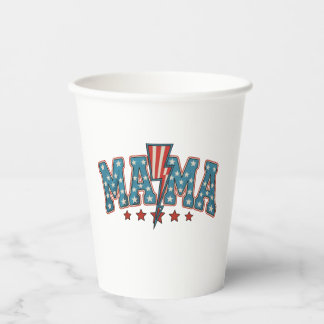 Mama 4th Of July Patriotic Mum Lightning Bolt Paper Cups