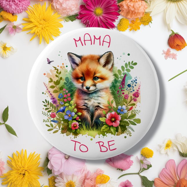 Mama a to be | Woodland Creatures Fox Baby Shower  6 Cm Round Badge (Creator Uploaded)