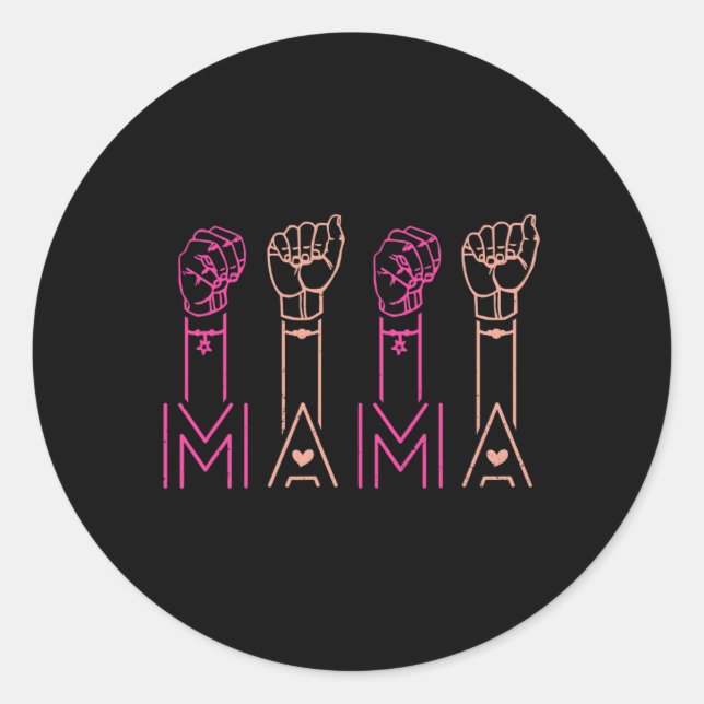 Mama American Sign Language Deaf Awareness Support Classic Round Sticker (Front)