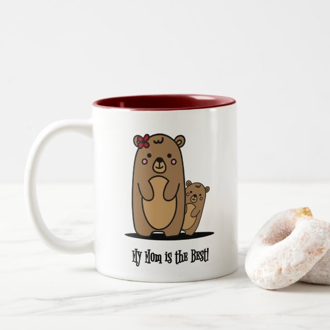Mama and Baby Bear | Best Mum Two-Tone Coffee Mug (With Donut)